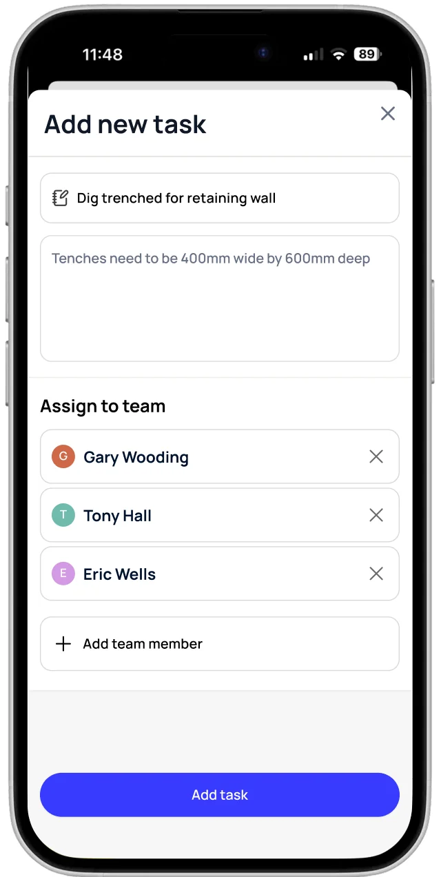 Add a new task and assign it to your team