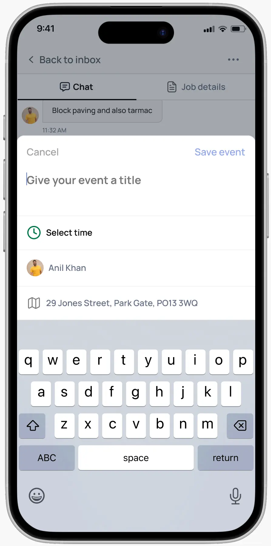 Create booking from inbox